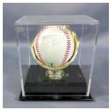 Andre Dawson (HOF), Bill Madlock And Steve Garvey Autographed Baseball, On Glove Stand Display In Ca