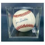 Jim Gentile Autographed Baseball In Display Case, With J.V. Sports Collectibles COA 