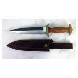 Dagger With 8.75" Blade, In Tooled Leather Sheath