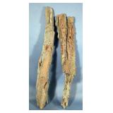 Hand Carved Bark Decor Of Houses, 27" And 29" Long 
