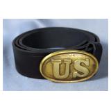 Triple K Brand And Boston Leather Civil War Replica Belts, With US Buckles, Size XL And Size 46