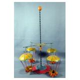 Tin Litho Spinning Carnival Ride Airplanes And Parachutes Toys 