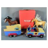 Pull Alongs The Go Anywhere Horse Ranch Playset with Accessories, Jeep And Trailer, And 8.5" Horse F
