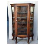 Curved Glass Curio Cabinet With Key