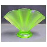 Vaseline Uranium Glass Fan Vase