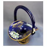 Countess Collection Bohemian Art Glass Hand-painted Basket