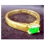 18K Gold & Platinum Emerald Ring