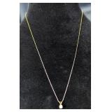 Diamond Solitaire On 14K Yellow Gold 20" Chain
