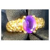 14K Gold Ring With Amethyst Gemstone