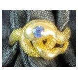 Snake Ring with Sapphire And Diamond Gemstone