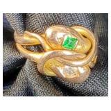 Emerald and Diamond Snake Style Ring