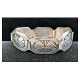 Engraved Clipping Bracelet, 6 Links, Likely 925 Sterling Silver 