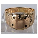 Engraved 10K Yellow Gold Ring, Size 12