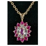 18K Yellow Gold Plated 4.05 Carat Citrine And Diamond Pendant With Chain