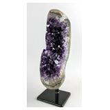 Brazilian Amethyst Geode On Metal Display Stand, 8.25" Tall 