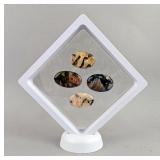 Polished Oval Cabochons, Qty. 4 In Floating Display Case