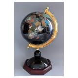 Spinning Gemstone Globe With Gemstones Of The World Including Abalone Shell, Turquoise, Rhodonite, M