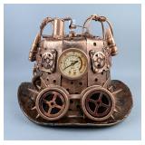 Copper Finish Steampunk Top Hat With Goggles And Mechanical Design, 8.25" Tall x 12" Long x 10.5" Wi