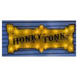 Electric Light Up Honky Tonk Painted Wall Sign, 20 Bulbs, 20" Tall x 46.5" Wide