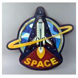 Space Shuttle Embossed Metal Sign, Artist Signed "Kate Ward Thacker", 15.25" x 16.75" 