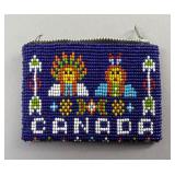 Beadwork And Leather Canada Wallet, 4" x 3" 
