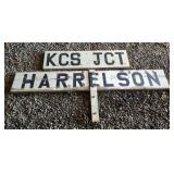KCS JCT Harrelson Wood Railroad Sign KCS JCT Harrelson Wood Railroad Sign