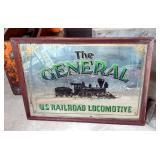 The General US Railroad Locomotive Mirrored Advertising Framed Sign The General US Railroad Locomotive Mirrored Advertising Framed Sign