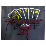 Budweiser Bull Dog Playing Cards Neon Sign 
