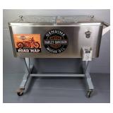 Genuine Harley Davidson Dual Sided Aluminum Rolling Cooler, Including Attached Bottle Opener, Handle