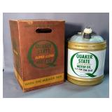 Quaker State Super Blend Motor Oil 5 Gallon Can, Circa 1950-60s, Includes Original Quaker State Box