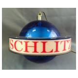 1961 Schlitz Brewing Company Electric Globe Pendant Hanging Light Fixture 