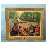 Griesedieck Bros Finest Light Lager Beer River Fishing Cardboard Wrapped Bar Sign 