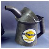 Sunoco & Gargoyle Mobil Oil Reproduction Oil Cans With Pour Spouts 