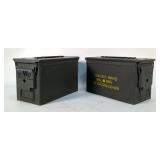 Metal Ammo Cans, Qty 2, 7" X 12" X 6"  Metal Ammo Cans, Qty 2, 7" X 12" X 6"