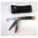 Shrade Old Timer 69OT Pocket Knife, 3" Blades, In Leather Sheath  Shrade Old Timer 69OT Pocket Knife, 3" Blades, In Leather Sheath