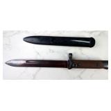 Italian M1938 Carcano Folding Bayonet, 6.75" Blade, In Scabbard Italian M1938 Carcano Folding Bayonet, 6.75" Blade, In Scabbard