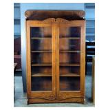 Ornate Wood And Glass Door Display Cabinet