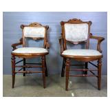 Carved Wood Chairs With Upholstered Seat And Back