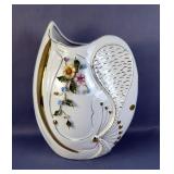 Capodimonte Italian Porcelain Vase with Floral and Gold Detail