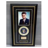 John F. Kennedy Framed Portrait with Presidential Seal and Inscription John F. Kennedy Framed Portrait with Presidential Seal and Inscription