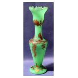 Jadeite Glass Vase with Gold Floral Accents Jadeite Glass Vase with Gold Floral Accents