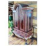 Antique Dutch Colonial Hand Painted 2-Door Cabinet With Ball And Claw Feet  Antique Dutch Colonial Hand Painted 2-Door Cabinet With Ball And Claw Feet