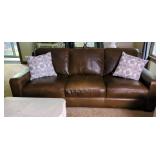 Leather Three-Seat Sofa with Pillows  Leather Three-Seat Sofa with Pillows