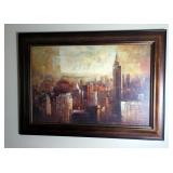 Cityscape Print in Ornate Frame, 31.5" x 43.5" x 1.5"  Cityscape Print in Ornate Frame, 31.5" x 43.5" x 1.5"