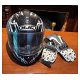 HJC Motorcycle Helmet and Riding Gloves  HJC Motorcycle Helmet and Riding Gloves