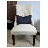 Upholstered Accent Chair with Black Pillow  Upholstered Accent Chair with Black Pillow