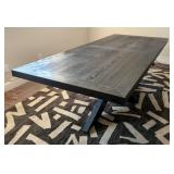 Modern Wood Dining Table with Geometric Base  Modern Wood Dining Table with Geometric Base