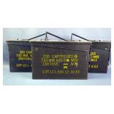 Metal Ammo Cans, Qty 3, 7" X 10" X 4" Metal Ammo Cans, Qty 3, 7" X 10" X 4"