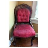 Ornate Velvet Upholstered Parlor Chair  Ornate Velvet Upholstered Parlor Chair