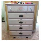 Five Drawer Dresser with Floral Design Five Drawer Dresser with Floral Design